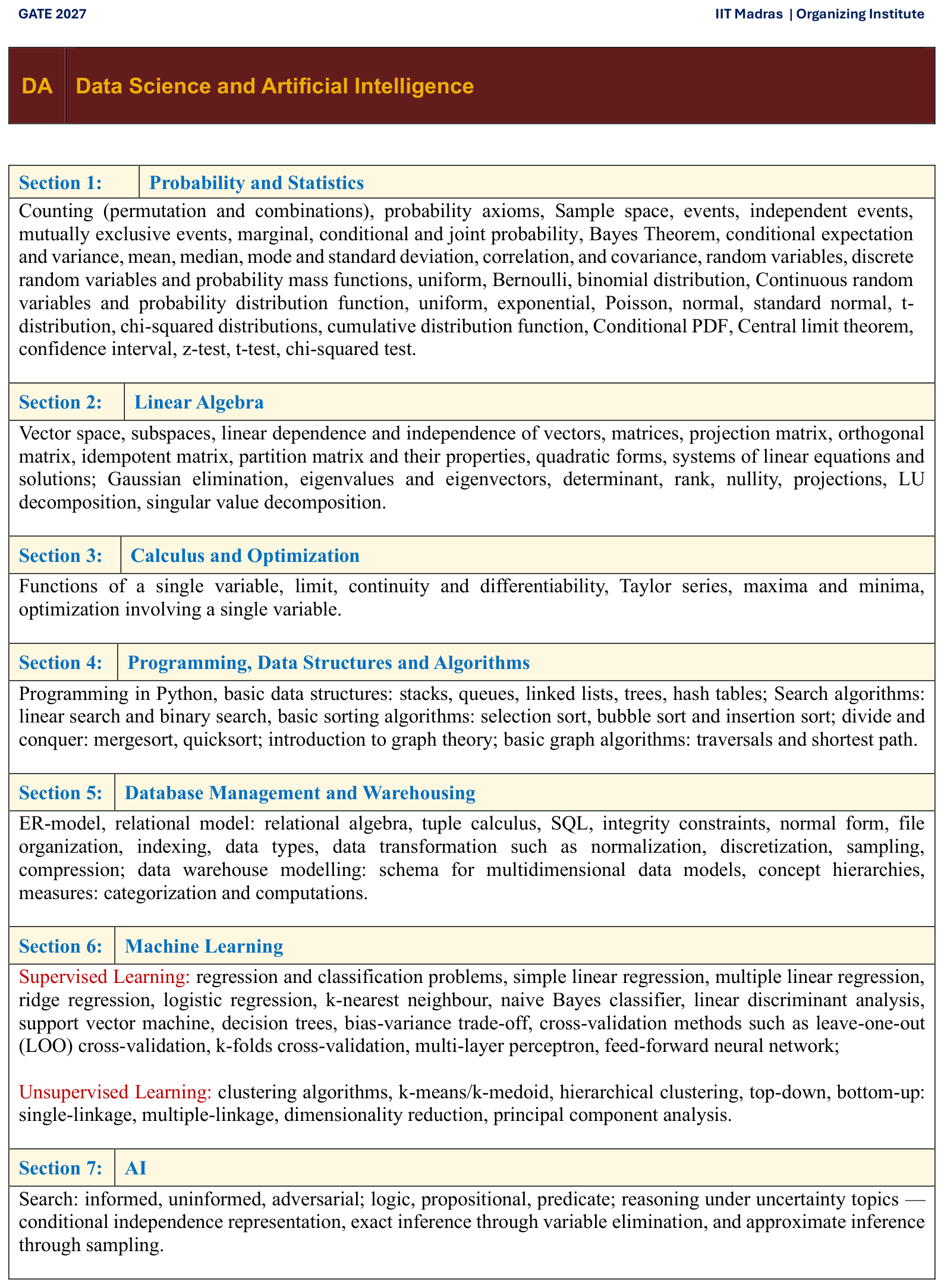 GATE 2027 DA syllabus (PDF) -- page 1